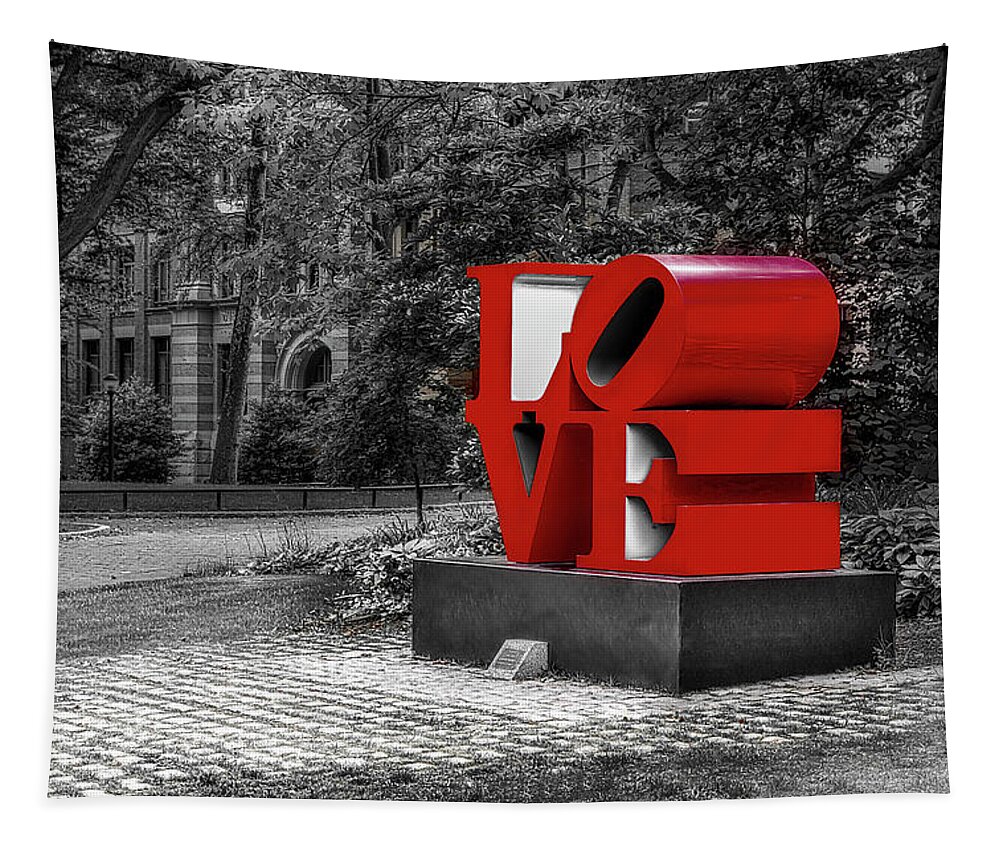 Love Tapestry featuring the photograph UPenn Love Sculpture SC by Susan Candelario