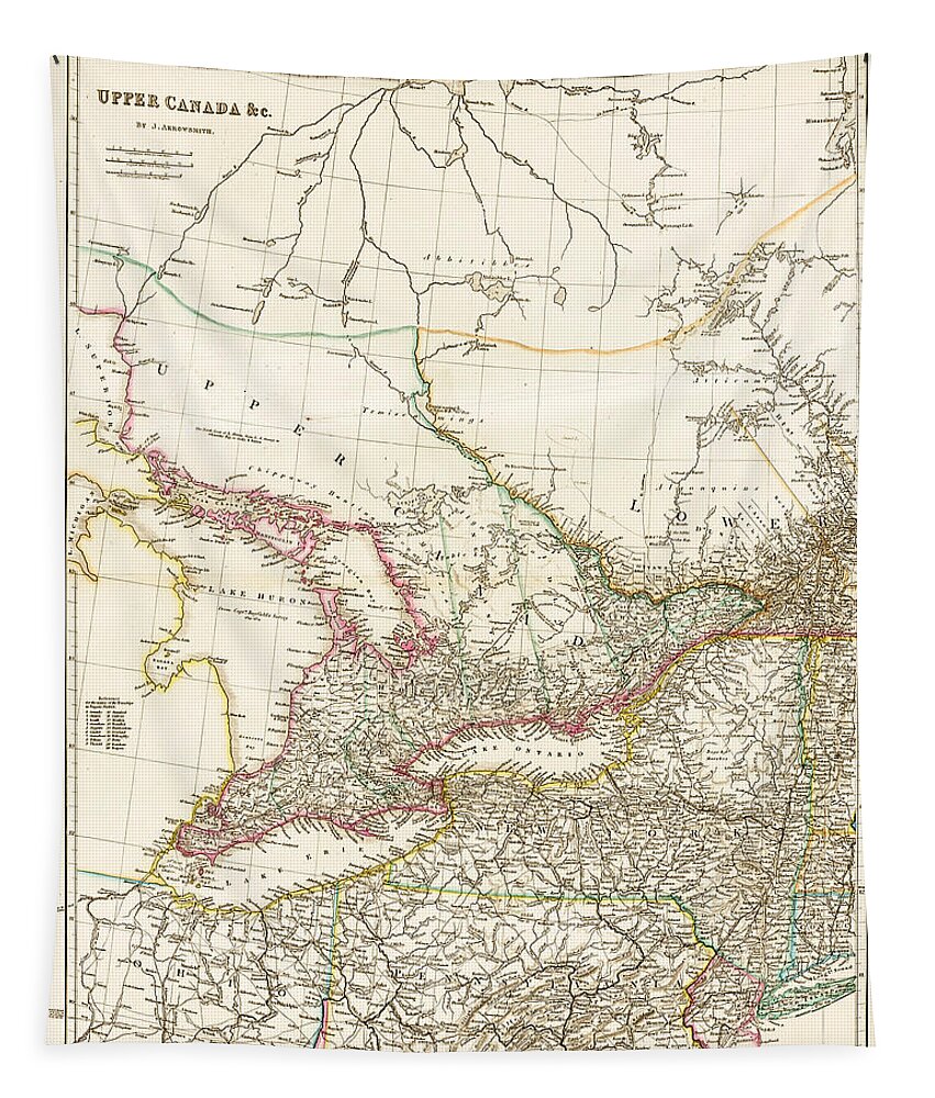 Map Tapestry featuring the painting Upper Canada c. 1853 John Arrowsmith by MotionAge Designs