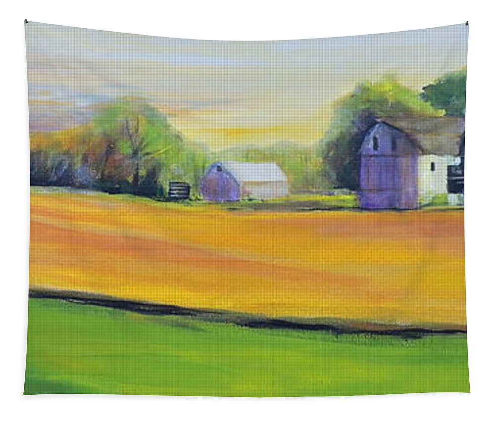 Farm Tapestry featuring the painting Upstate NY off 390 by Jodie Marie Anne Richardson Traugott     aka jm-ART