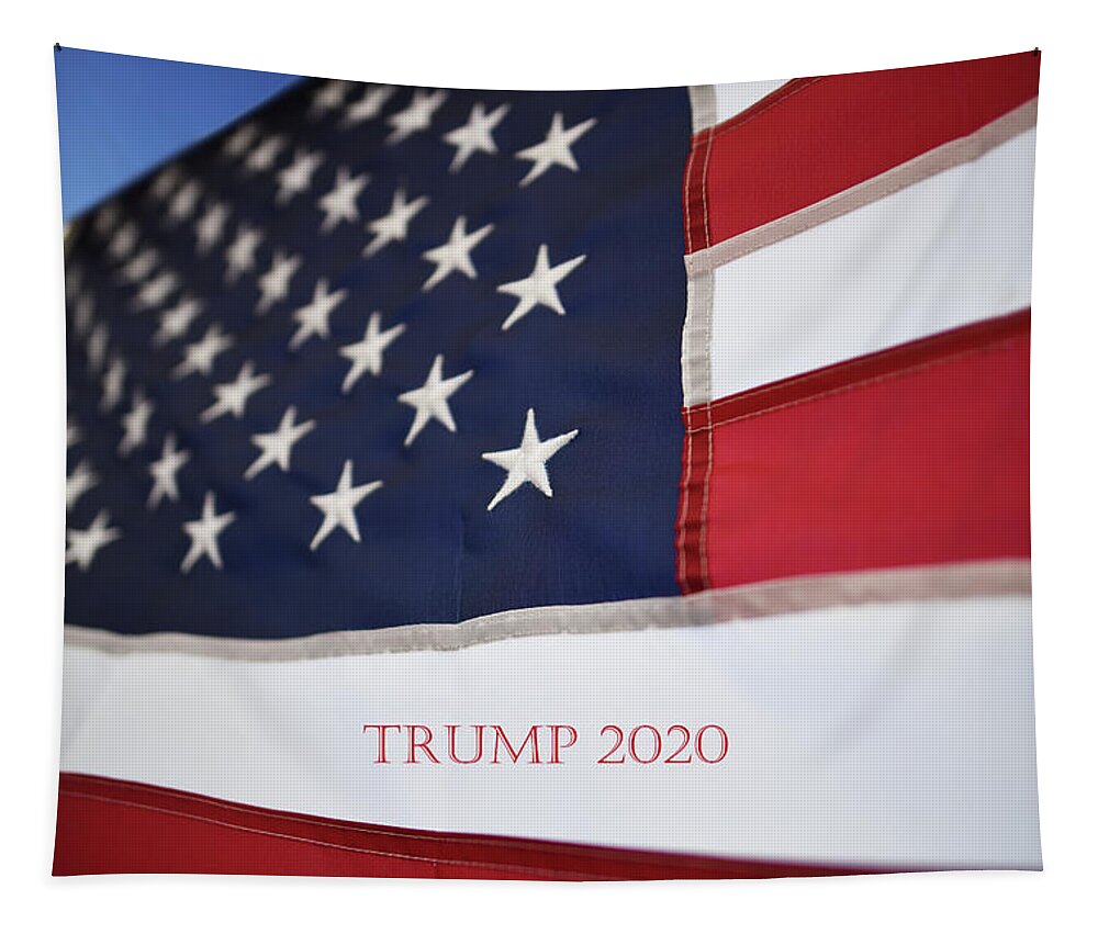 Us Flag Tapestry featuring the photograph US Flag Trump 2020 Red by Laura Fasulo