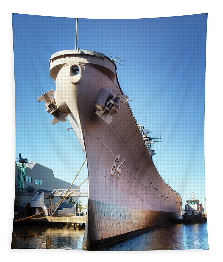 Uss Wisconsin Tapestry featuring the photograph USS Wisconsin Battleship by Susan Rissi Tregoning