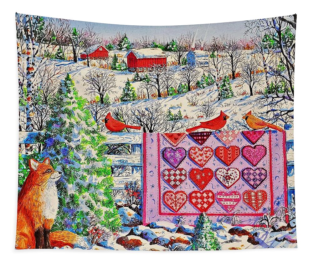 Valentine Tapestry featuring the painting Valentine Quilt by Diane Phalen