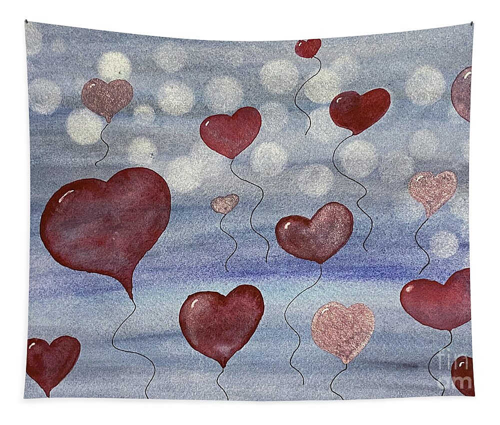 Valentines Day Tapestry featuring the painting Valentine's Day in Seattle by Lisa Neuman