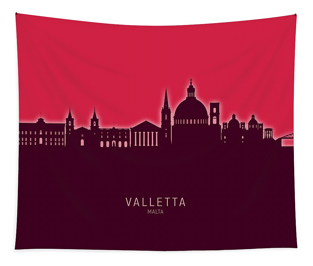 Valletta Tapestry featuring the digital art Valletta Malta Skyline #41 by Michael Tompsett