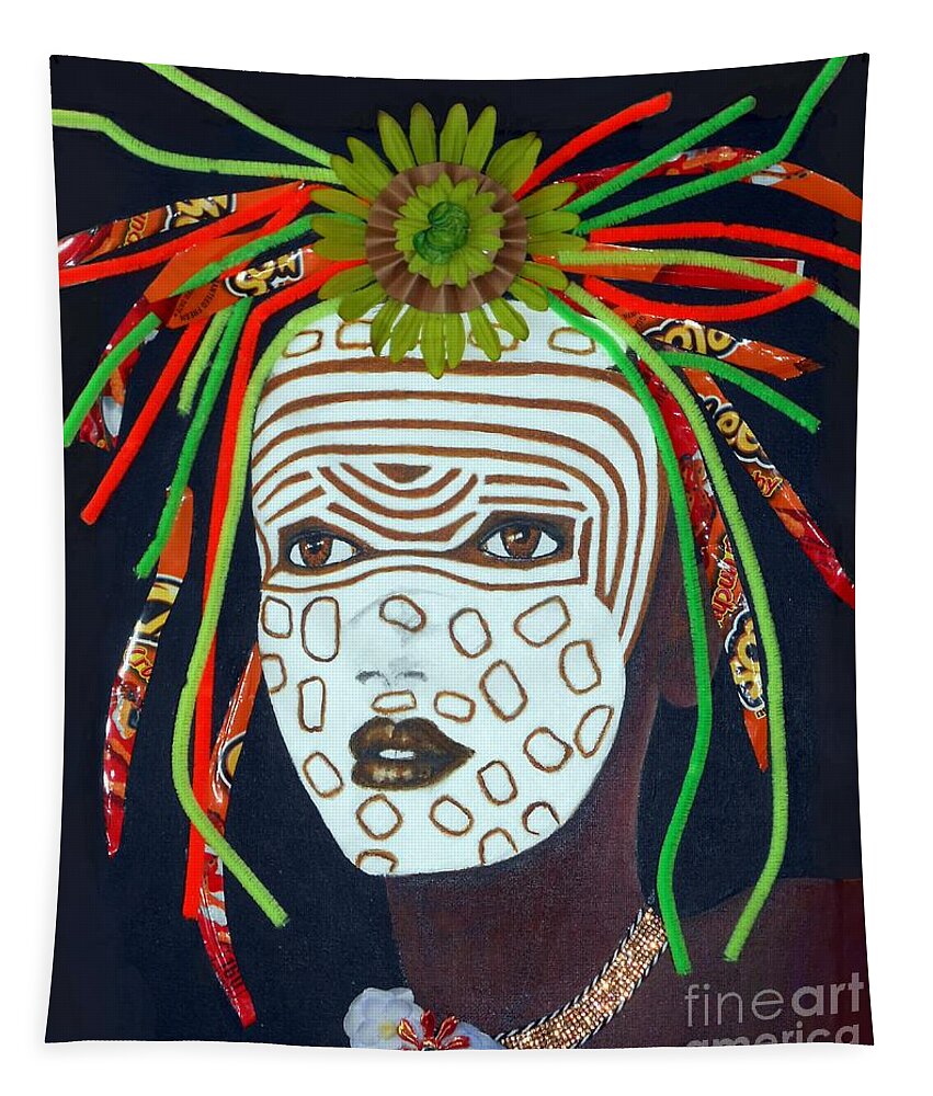 Suri Tribe Tapestry featuring the mixed media Valley Girl No.2 by Jayne Somogy