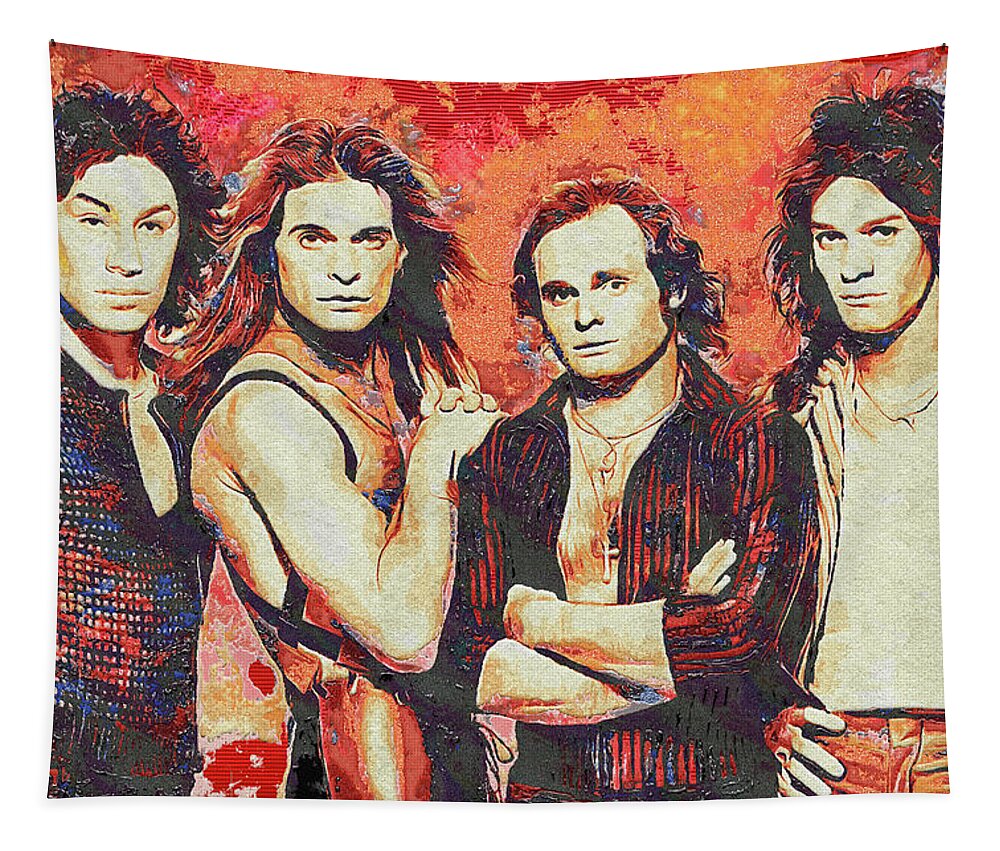 Van Halen Tapestry featuring the mixed media Van Halen Art And The Cradle Will Rock by The Rocker Chic