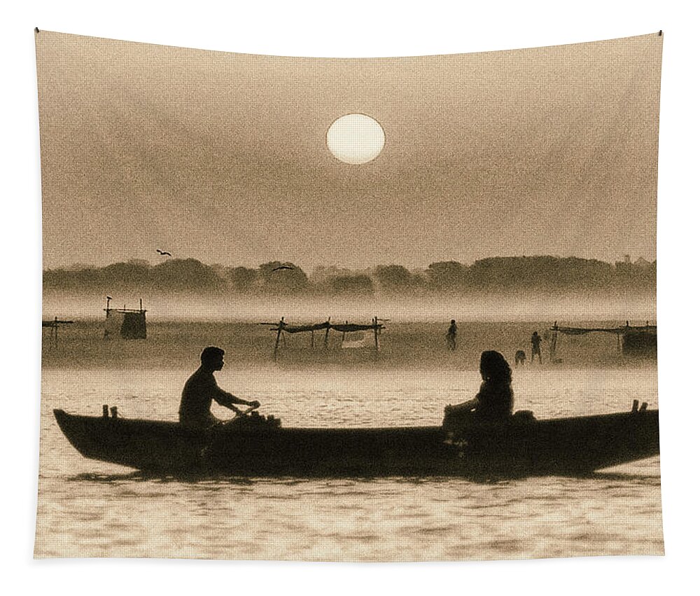 Photography Tapestry featuring the photograph Varanasi Boat Ride by Craig Boehman