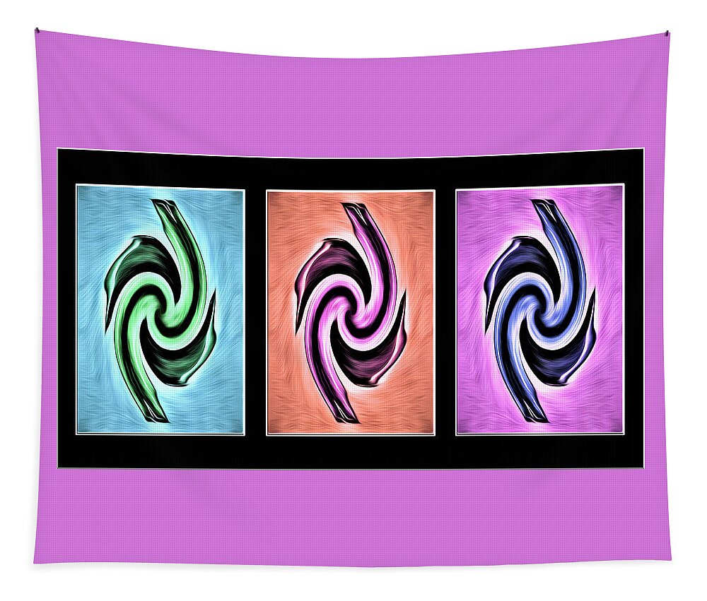 Living Room Tapestry featuring the digital art Vases in Three - Abstract Black by Ronald Mills
