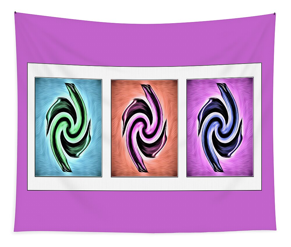 Living Room Tapestry featuring the digital art Vases in Three - Abstract White by Ronald Mills