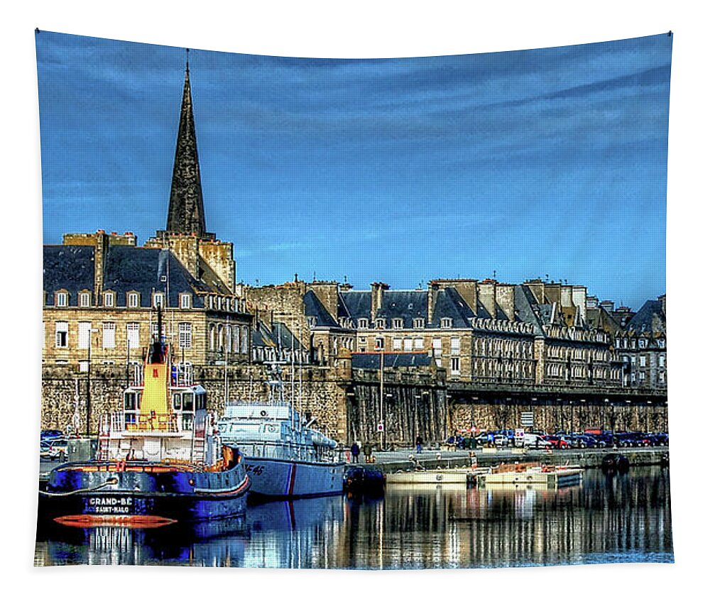 Boats Tapestry featuring the photograph Vauban Bassin by Elf EVANS