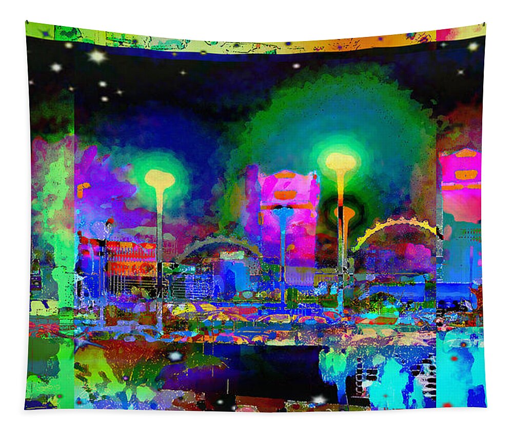 Las Vegas Tapestry featuring the digital art Vegas Glow by Karen Buford