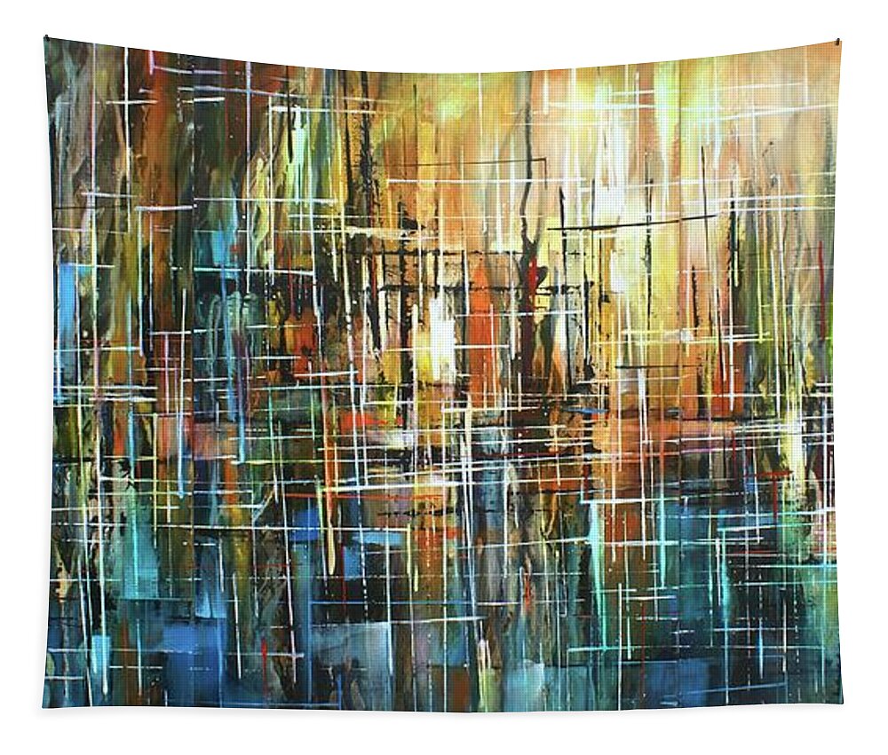  Tapestry featuring the painting Veil of deceit by Michael Lang