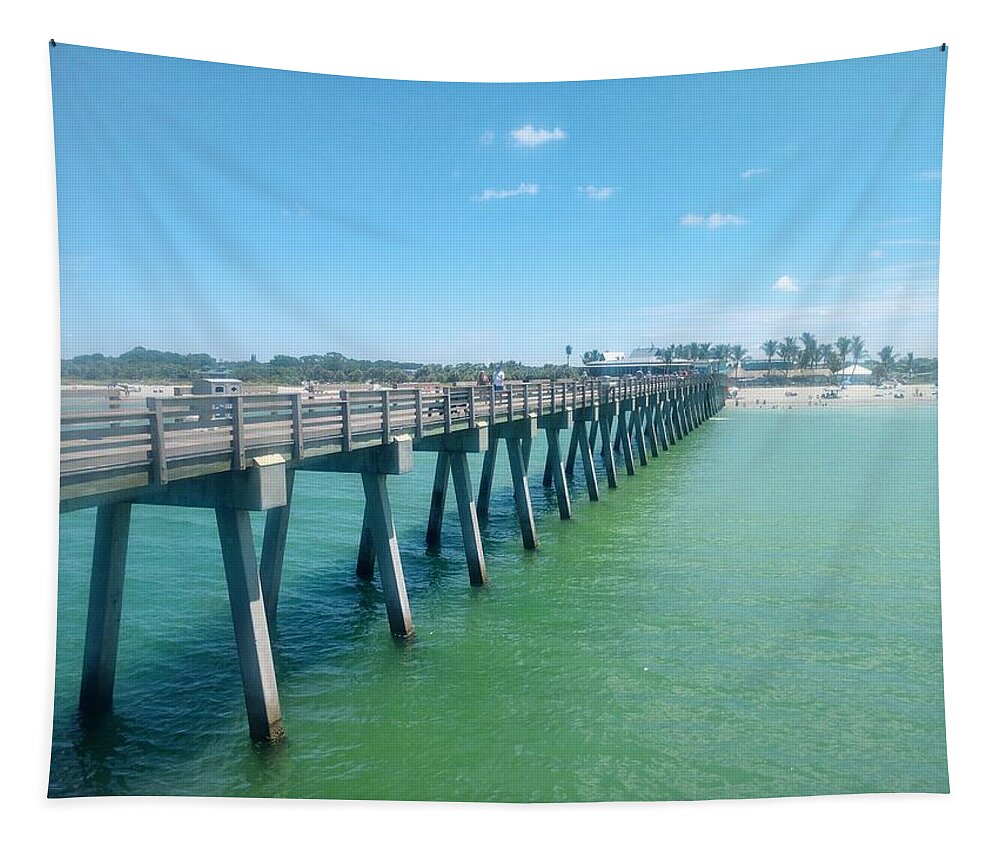 Venice Beach Pier Tapestry featuring the photograph Venice Pier by Pamela Williams