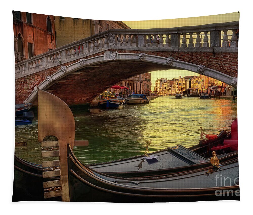 Gondola Tapestry featuring the photograph Venice Ponte delle Guglie by The P