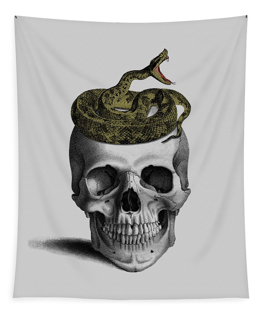 Skull Tapestry featuring the digital art Venom Skull by Madame Memento