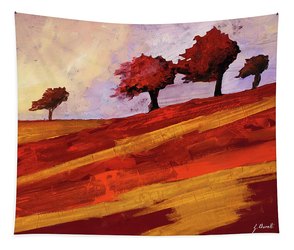 Wind Tapestry featuring the painting Vento Rosso by Guido Borelli