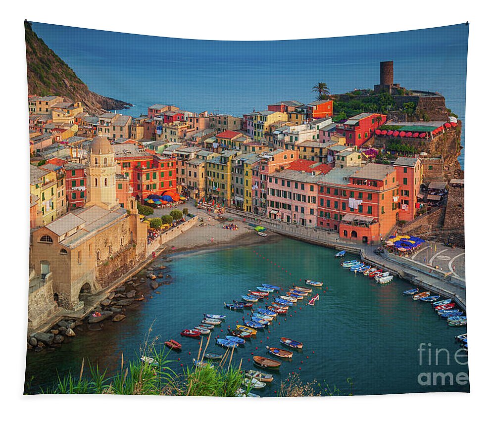 Cinque Terre Tapestry featuring the photograph Vernazza Pomeriggio by Inge Johnsson
