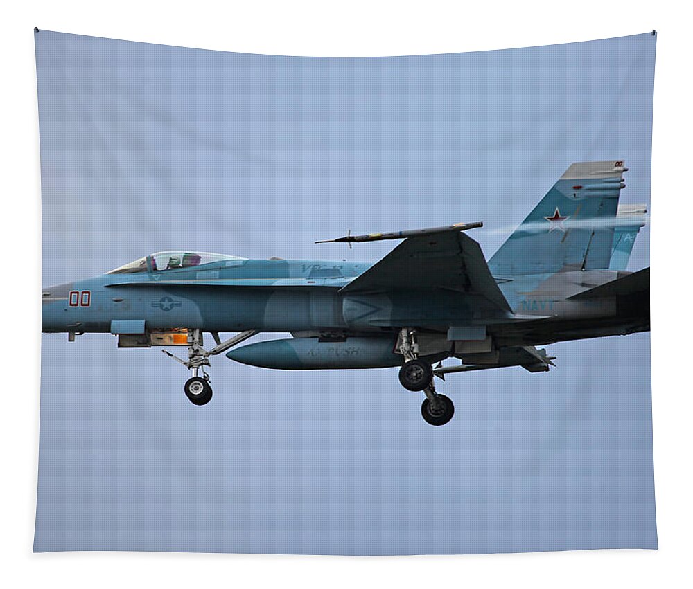 Vfc-12 Tapestry featuring the photograph VFC-12 F/A-18C 164663 / 00 Hornet by Custom Aviation Art