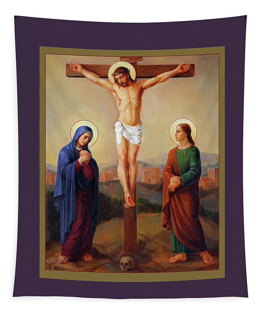 Apostles Tapestry featuring the painting Via Dolorosa - Crucifixion - 12 by Svitozar Nenyuk