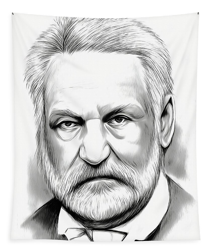 Victor Hugo Tapestry featuring the mixed media Victor Hugo - line art by Greg Joens