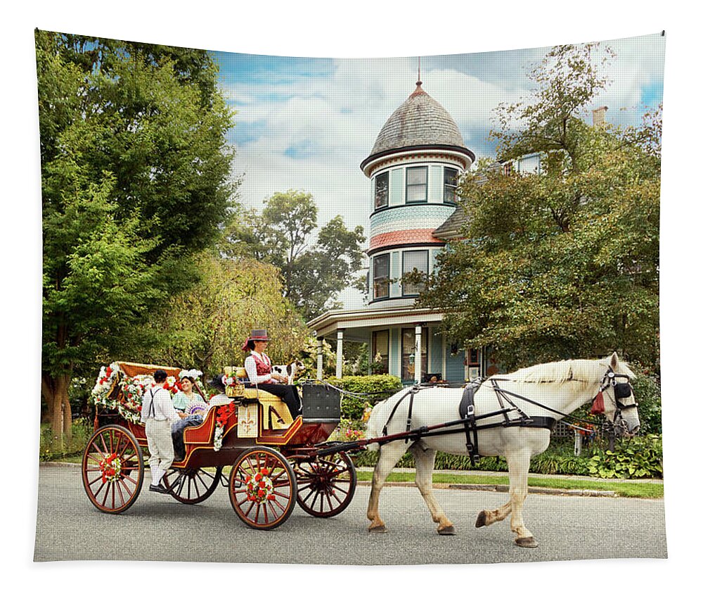 Belvidere Tapestry featuring the photograph Victorian - Belvidere, NJ - A fairytale ending by Mike Savad
