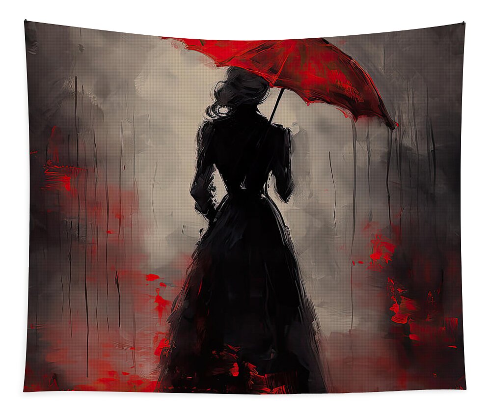 Victorian Lady Tapestry featuring the digital art Victorian Lady With Parasol by Lourry Legarde