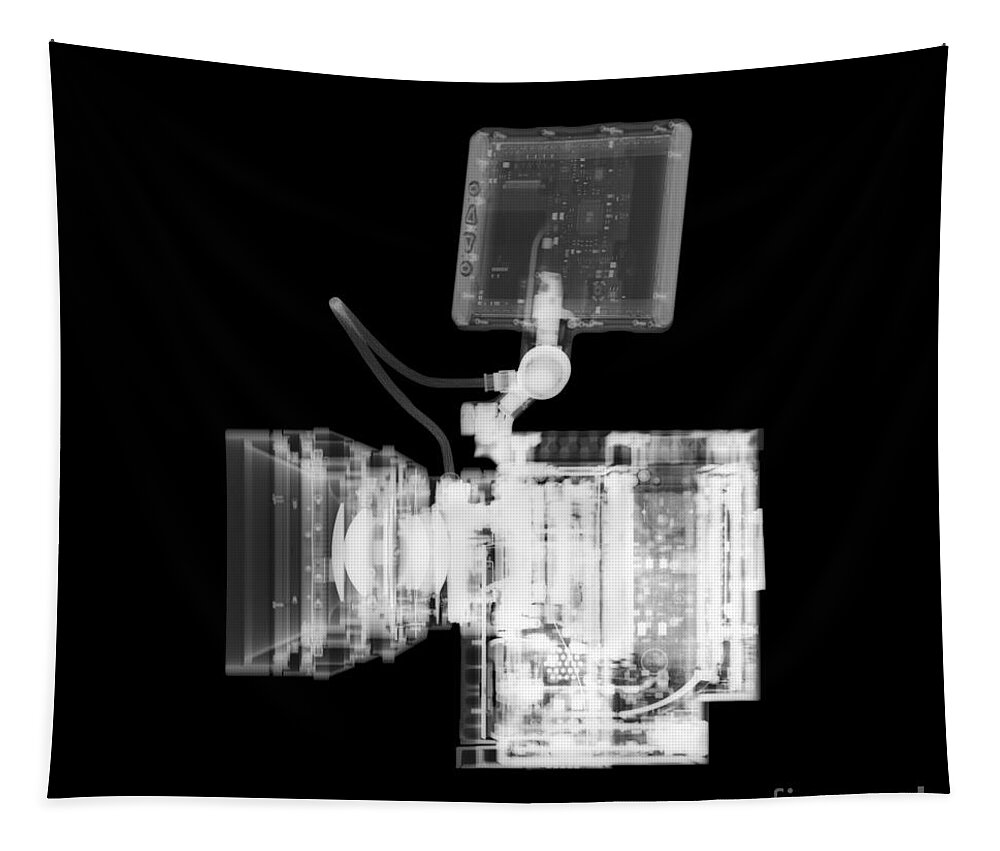 Black Tapestry featuring the photograph Video camera, X-ray. by Science Photo Library