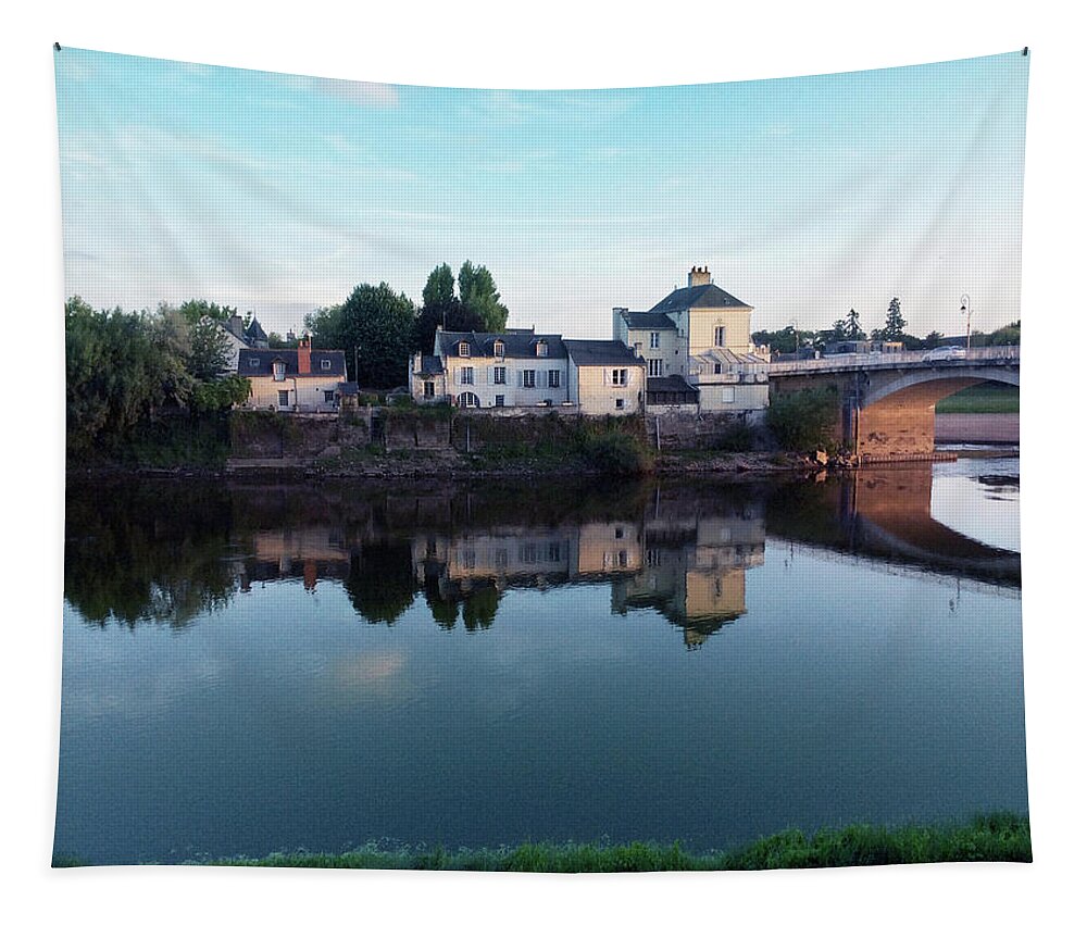 Chinon Tapestry featuring the photograph Vienne River, Chinon, France by Elaine Teague