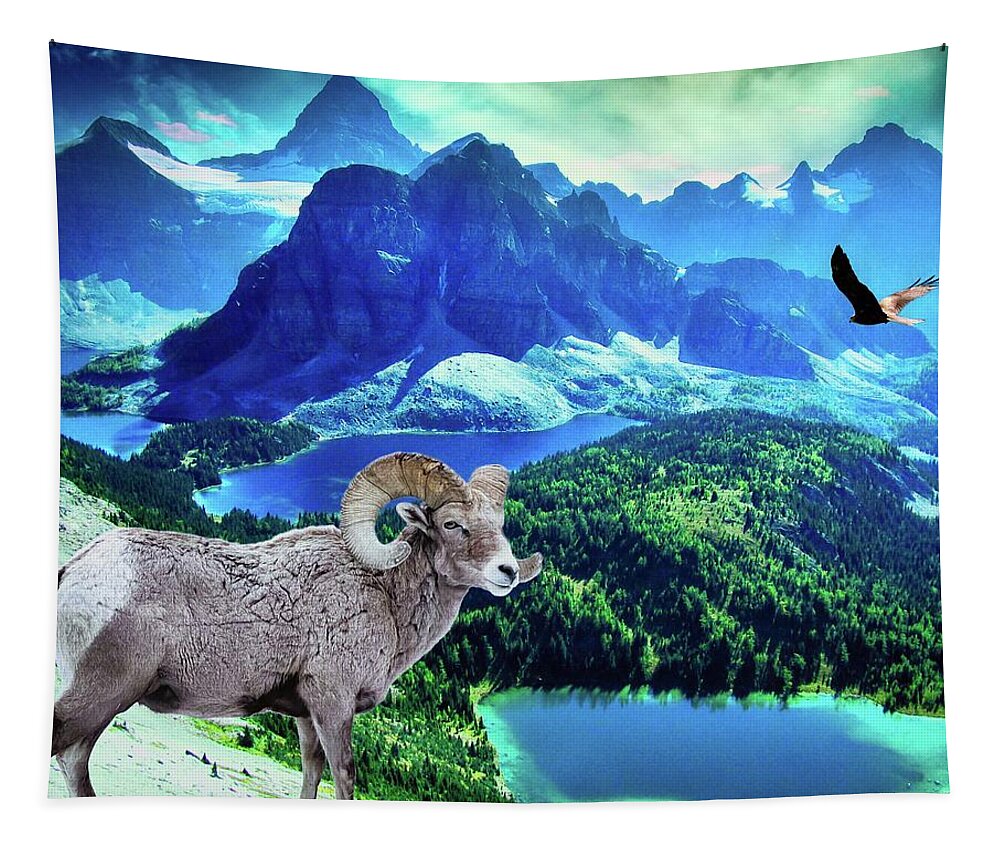 Rockies Tapestry featuring the digital art Bighorn Perspective by Norman Brule