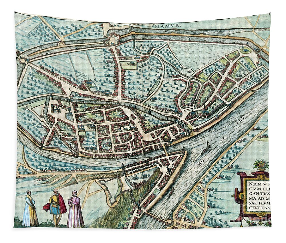 1581 Tapestry featuring the drawing View Of Namur, 1581 by Georg Braun and Franz Hogenberg