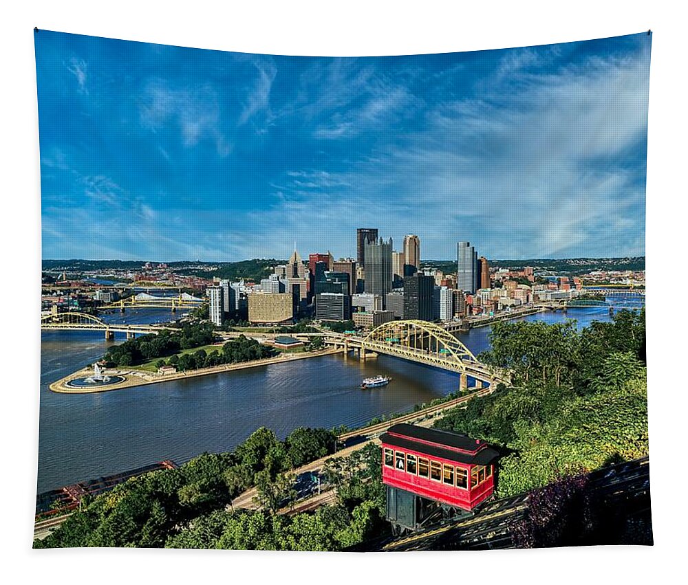 Pittsburgh Tapestry featuring the photograph View Of Pittsburgh And The Incline Railway by Mountain Dreams