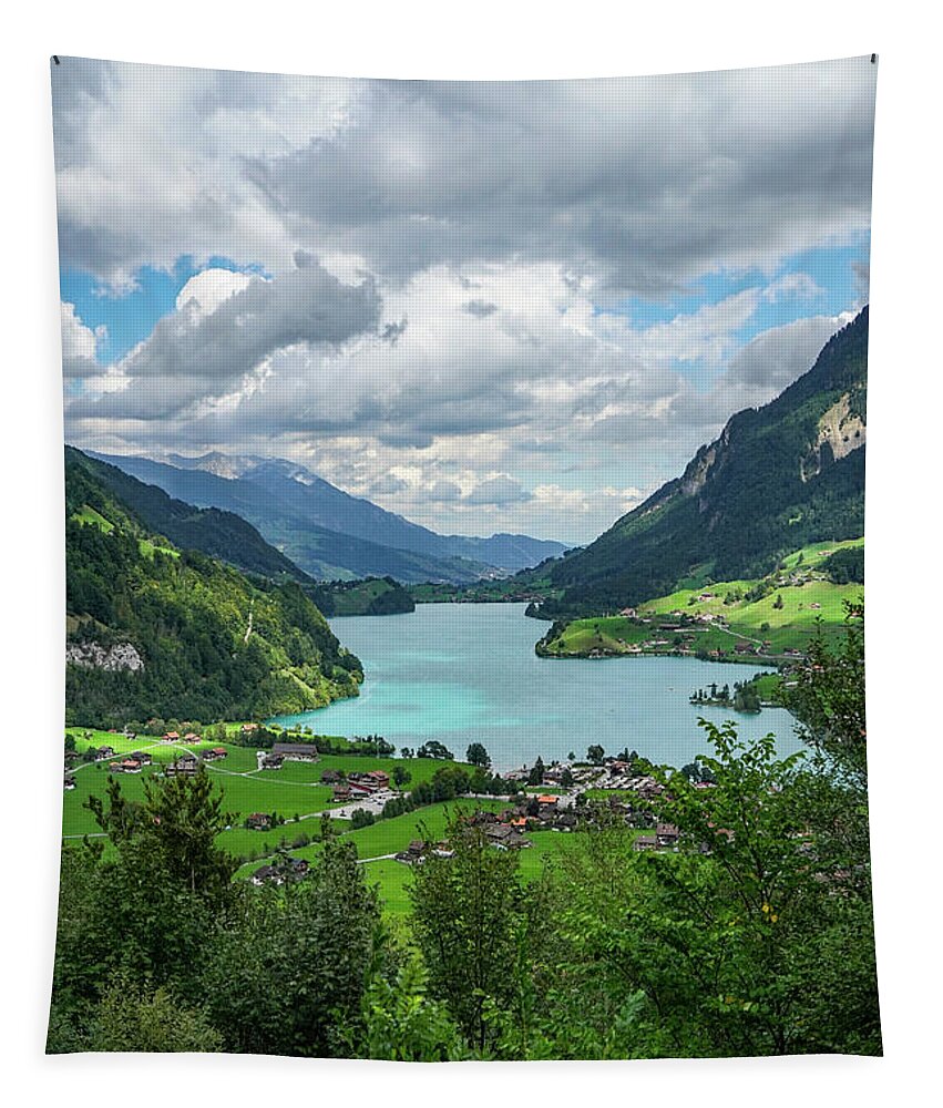 Viewing Point Lungern Lake Tapestry featuring the photograph Viewing Point At Lake Lungern by Claudia Zahnd-Prezioso