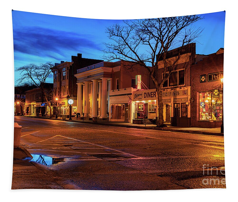 Northport Tapestry featuring the photograph Village Shops at Daybreak by Sean Mills