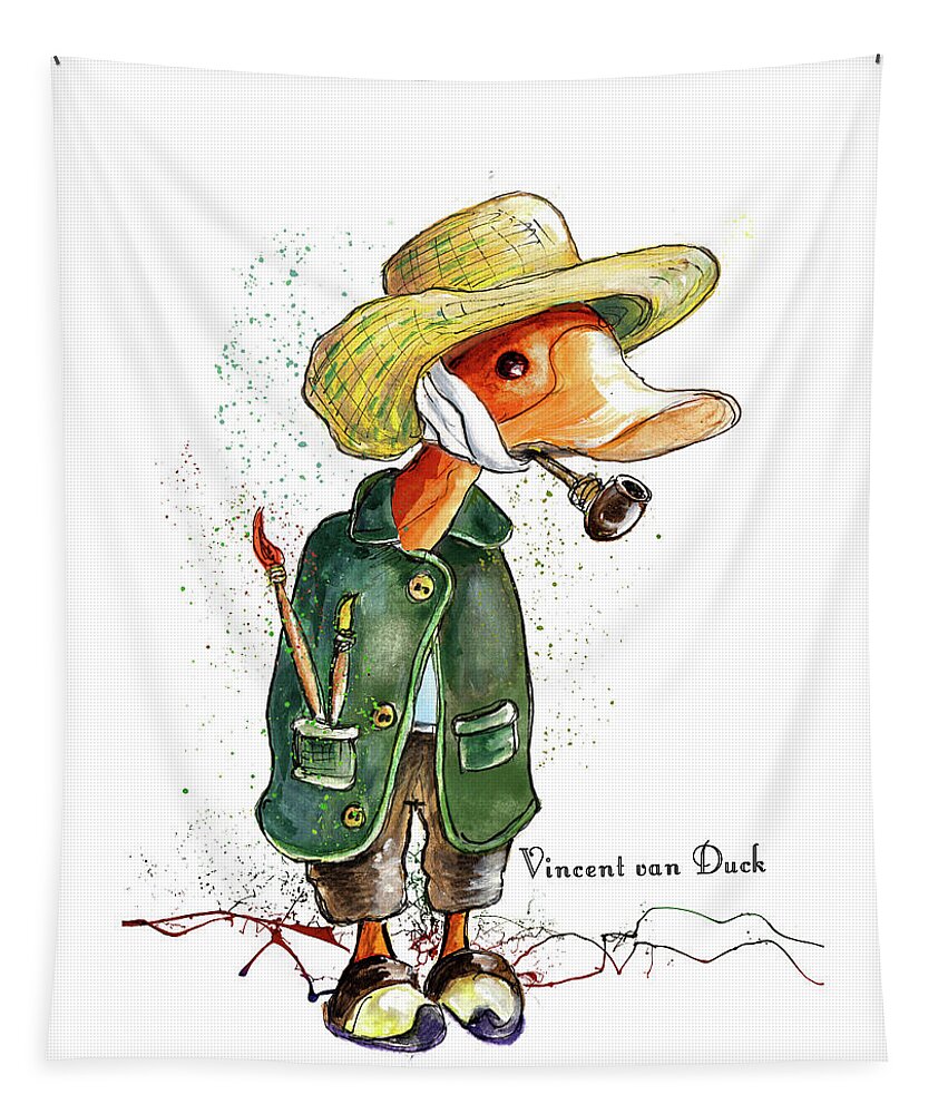 Duck Tapestry featuring the painting Vincent van Duck by Miki De Goodaboom