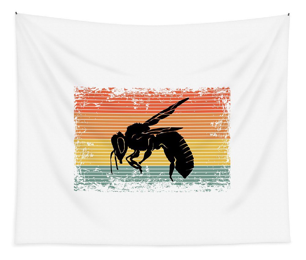 Bee Tapestry featuring the digital art Vintage Bee Wasp Insect Gift Idea by J M