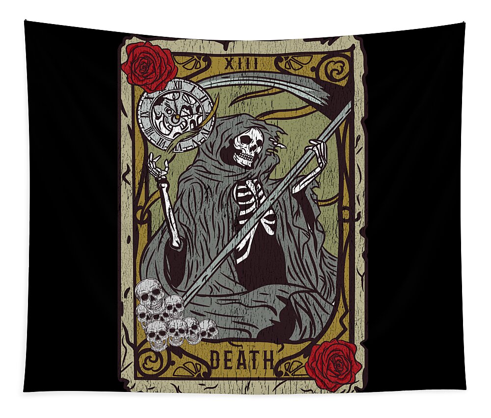 Vintage Death Tarot Card I Occult Skull Reaper print Tapestry by Bi Nutz -  Fine Art America