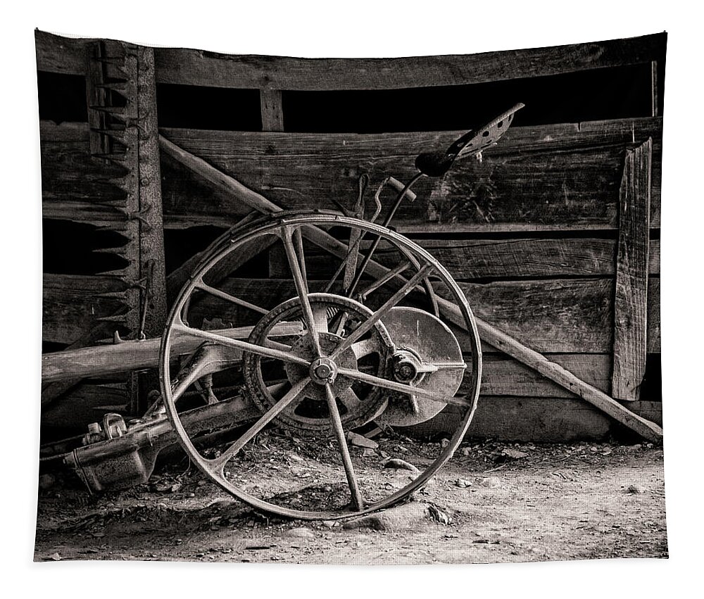 Wheel Tapestry featuring the photograph Vintage Farm Machine by Ginger Stein