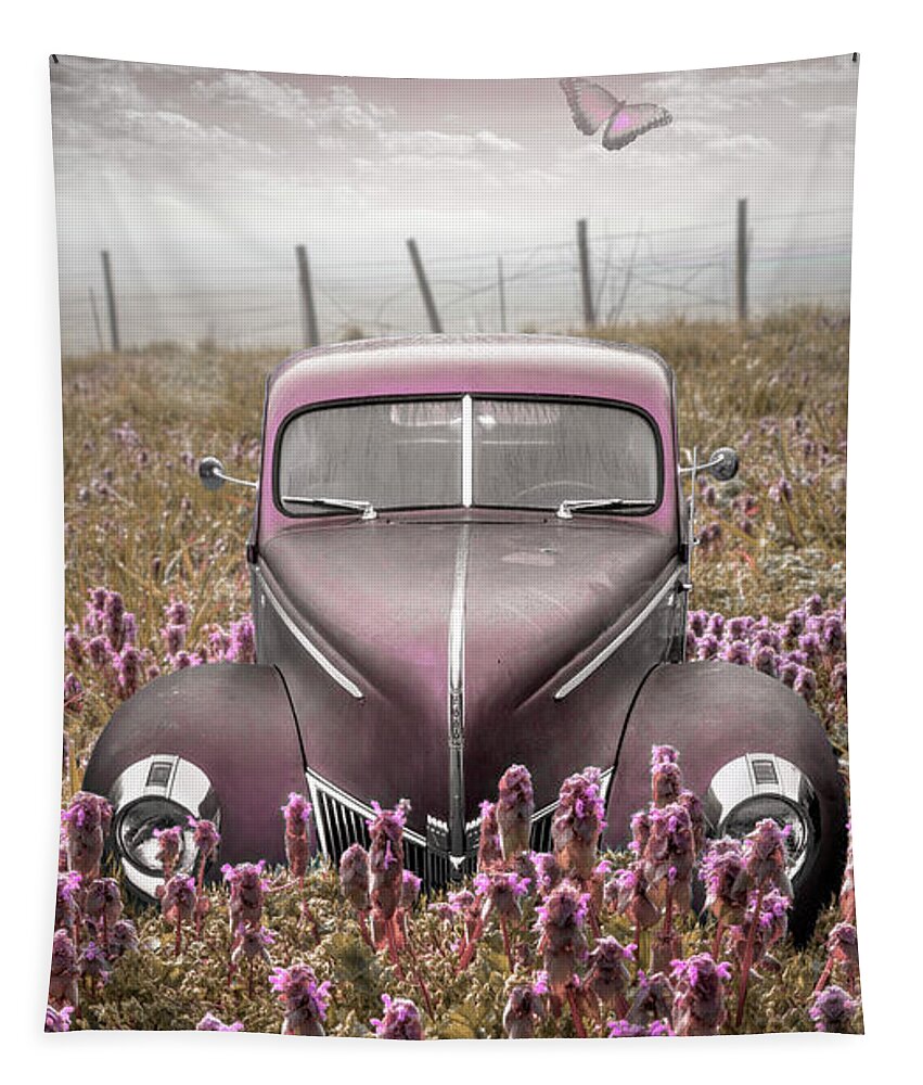 1938 Tapestry featuring the photograph Vintage Ford in Pinks by Debra and Dave Vanderlaan