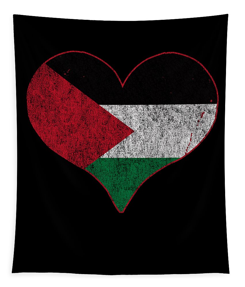 Cool Tapestry featuring the digital art Vintage Palestine Flag Heart by Flippin Sweet Gear