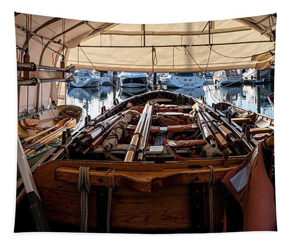 Wooden Boats Tapestry featuring the photograph Vintage Rowing Club Boats by Tony Locke