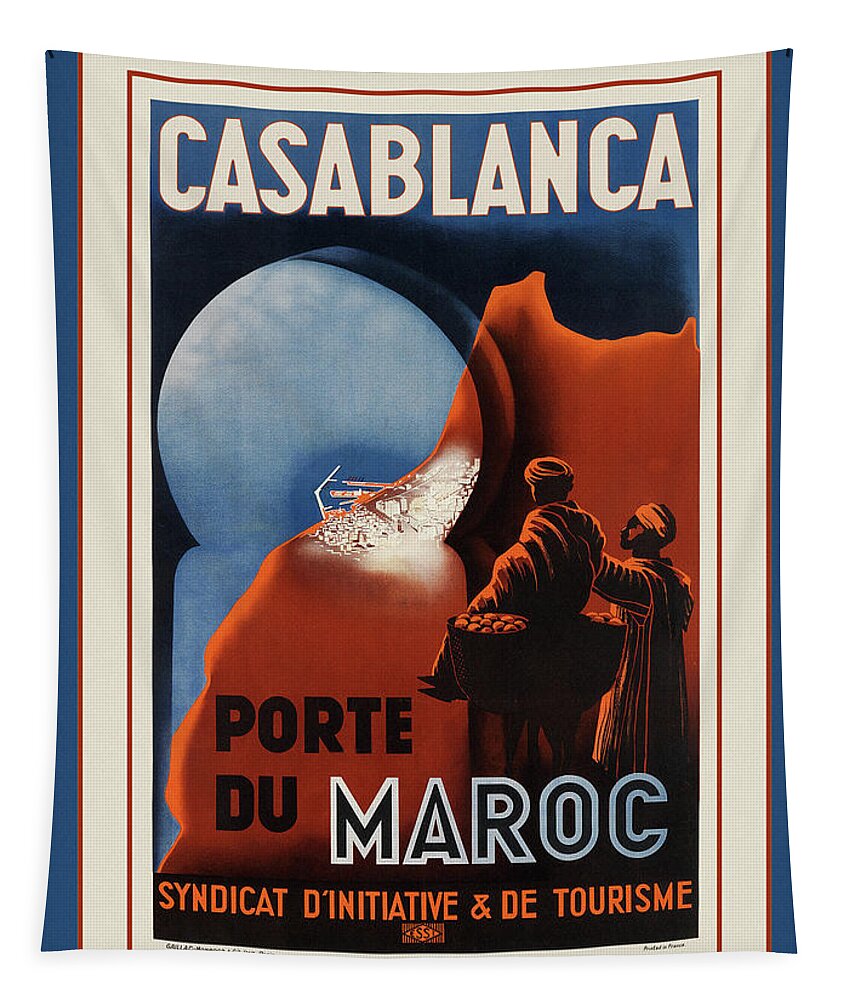 Vintage Travel Poster Casablanca Tapestry featuring the photograph Vintage Travel Casablanca by Andrew Fare