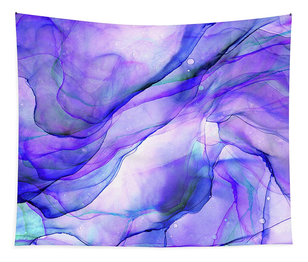 Violet Tapestry featuring the painting Violet Bloom Abstract Ink Painting by Olga Shvartsur