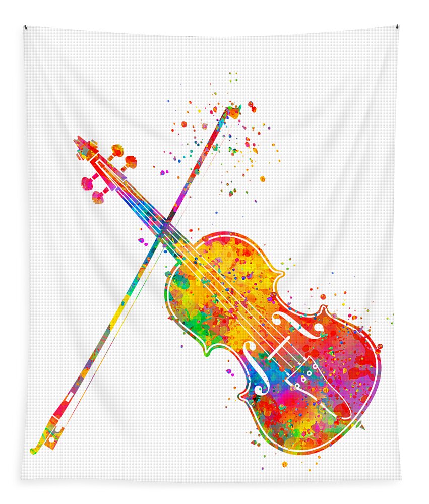 Violin Tapestry featuring the painting Violin Art by Zuzi 's