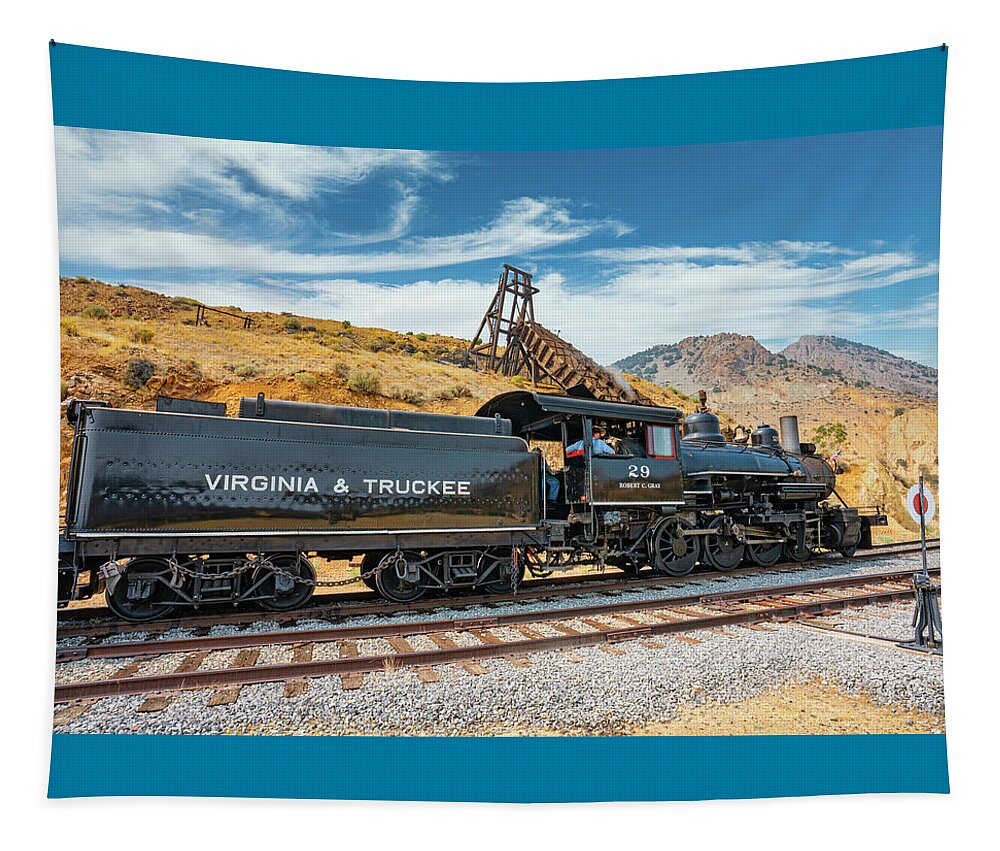 Gold Hill Tapestry featuring the photograph Virginia and Truckee Steam Engine by Ron Long Ltd Photography
