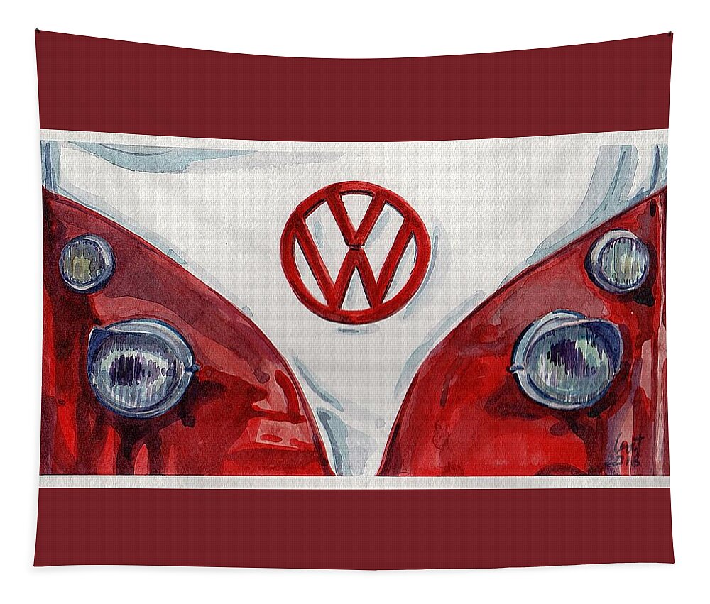 Car Tapestry featuring the painting Volkswagen by George Cret