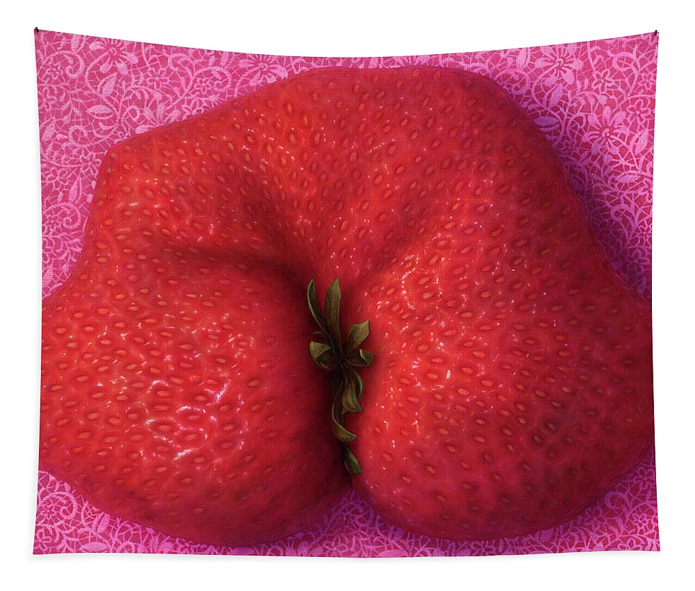 Voluptuous Tapestry featuring the painting Voluptuous Strawberry by James W Johnson