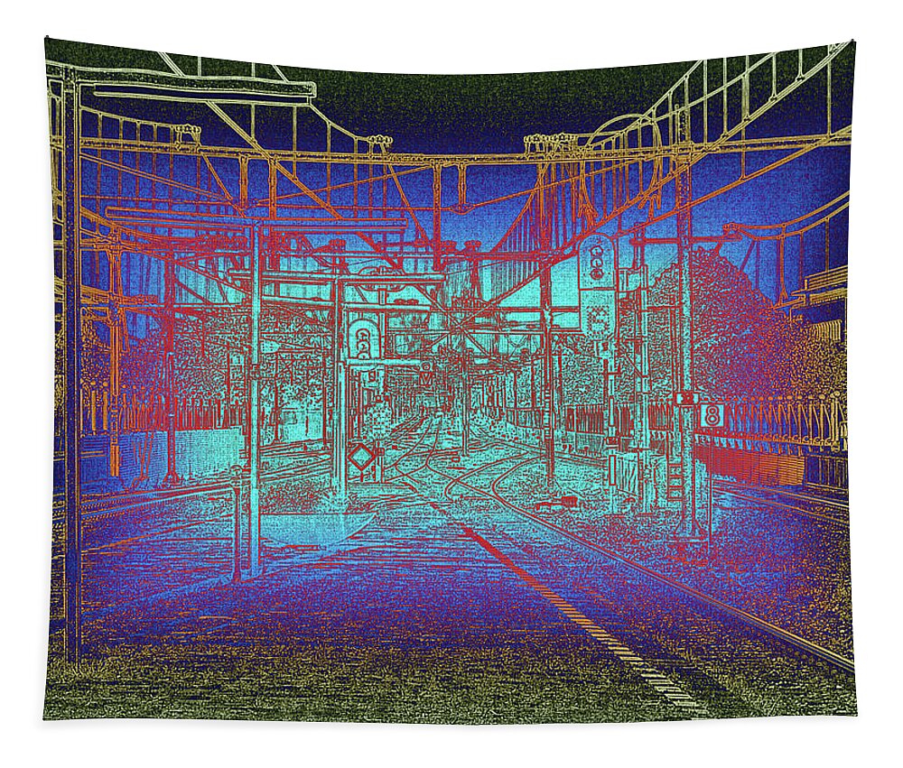 Digital Art Tapestry featuring the photograph Waiting at Gouda station by Luc Van de Steeg