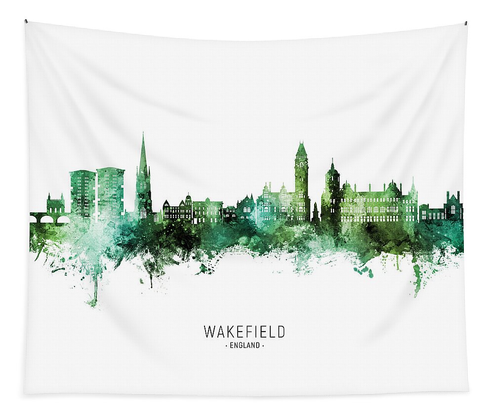 Wakefield Tapestry featuring the digital art Wakefield England Skyline #20 by Michael Tompsett