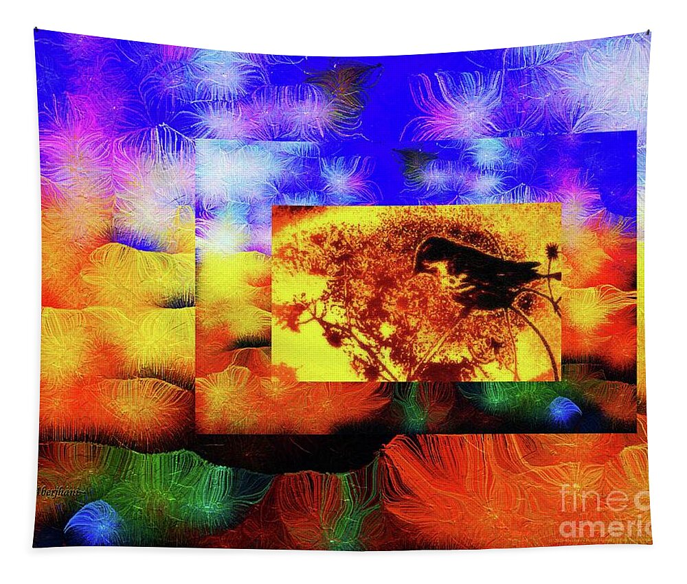Silk-featherbrush Tapestry featuring the mixed media Waking up inside a Dream within a Dream by Aberjhani