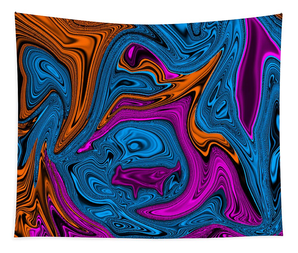 Abstract Art Tapestry featuring the digital art Walking the Dog Abstract by Ronald Mills